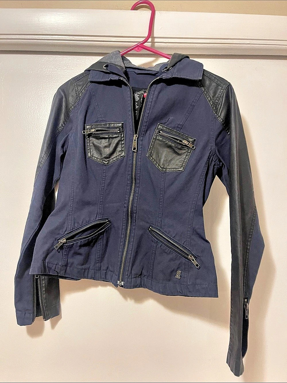 Harley Davidson Moto Jacket in Blue & Black Size XS